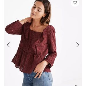 Madewell eyelet pom pom top